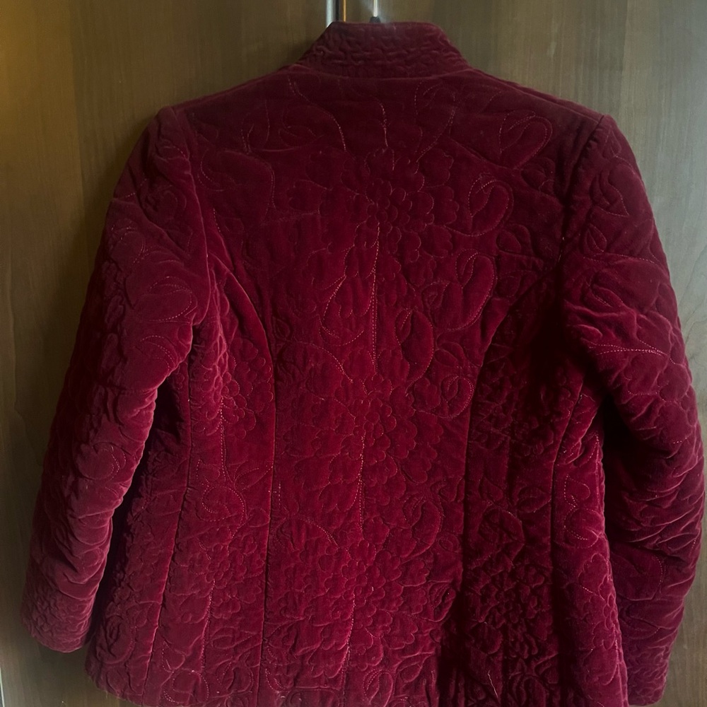 Vintage Velvet Burgundy Jacket with Embroidery - Picture 5 of 12